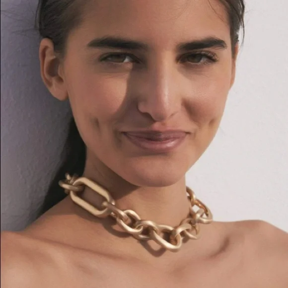 NWT Cult Gaia 14k gold chunky chain link necklace - Picture 3 of 8